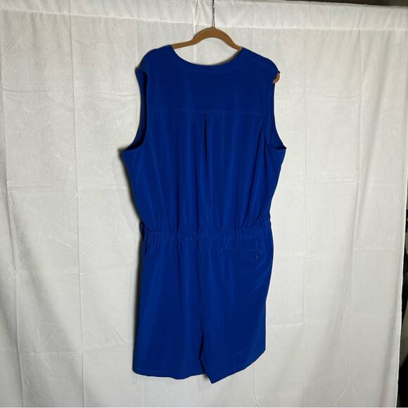 Girlfriend Collective Blue Varsity Stretch Woven Sleeveless Romper Plus Size 4XL - Picture 2 of 7